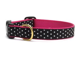 Up Country Black White Dot Dog Collar 